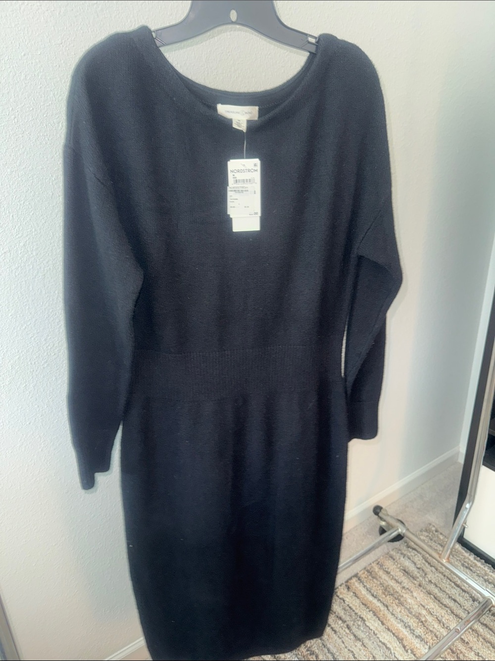 Nordstrom Black Long Sleeve Knit Dress